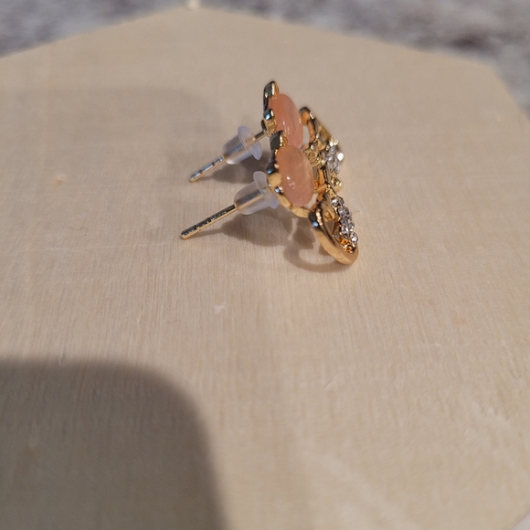Pink Opal Rhinestone Gold Cat Earrings ✨️ - Picture 5 of 9
